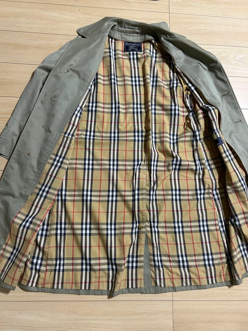 バーバリーズ ステンカラーコート 比翼 ライナー ノバチェック XＬ　ロング