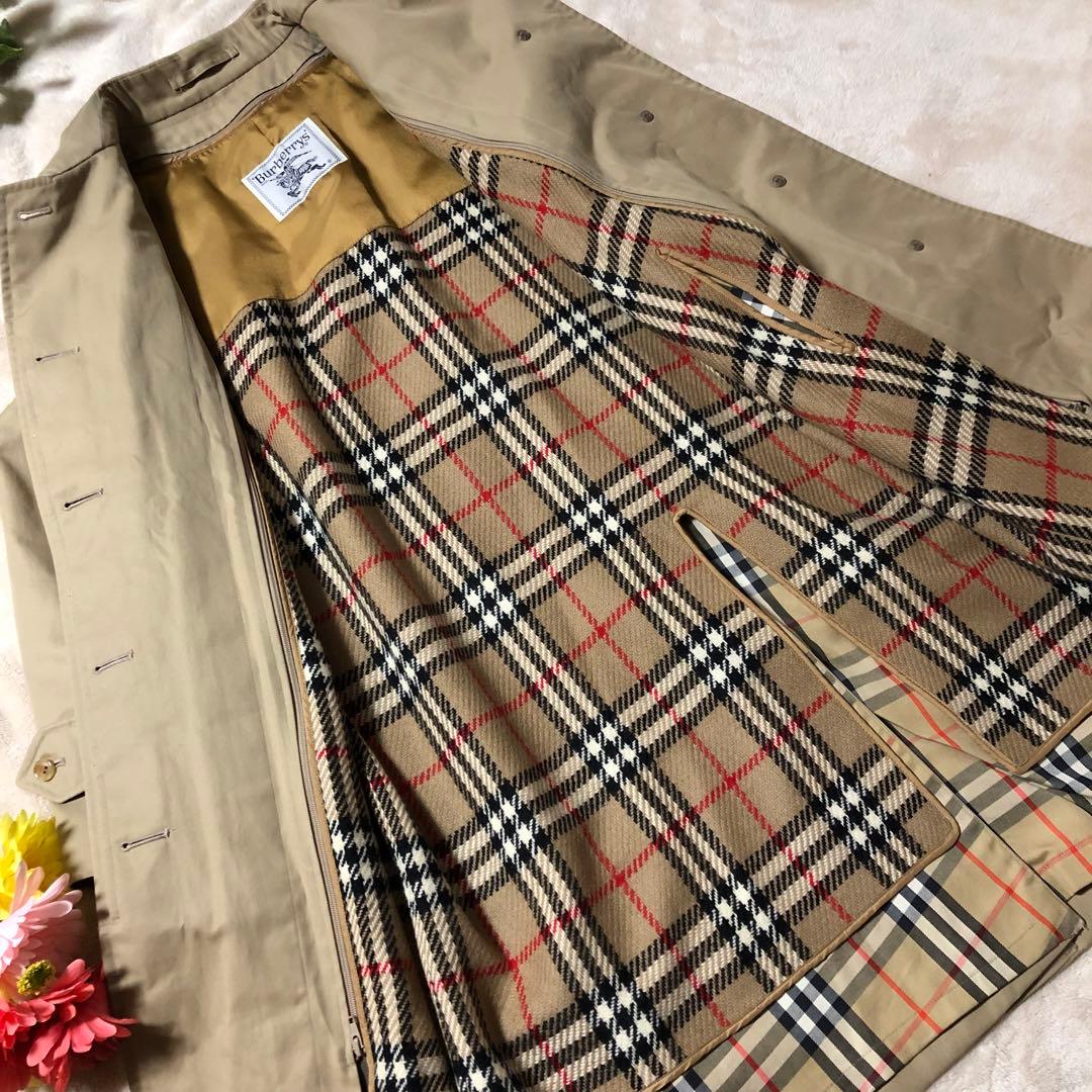 ★mame★美品　バーバリー　ステンカラーコート　ライナー付　ノバ