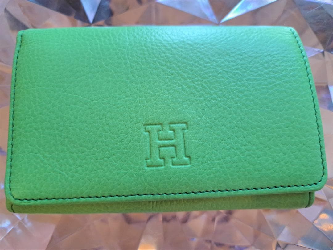 新品♥【センプレ】グリーン二つ折り財布レザーウォレット本革ヒロフHIROFU