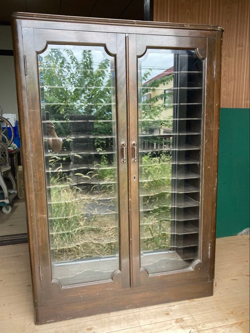 h*e様 レコードキャビネット・レコードラック 木製ガラス扉・アナログ・ヴィンテ