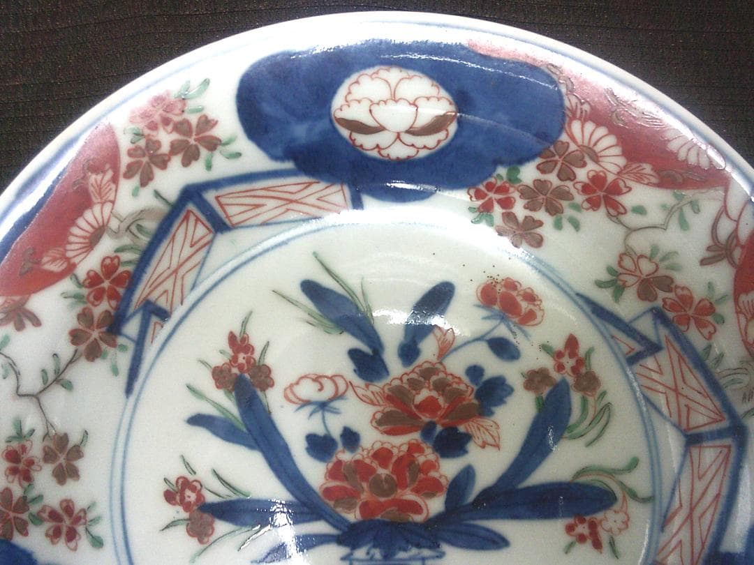 【 花籠手色絵皿　観賞　骨董・ｋ35・伊万里 】陶磁器 鉢　丼　インテリア　収集