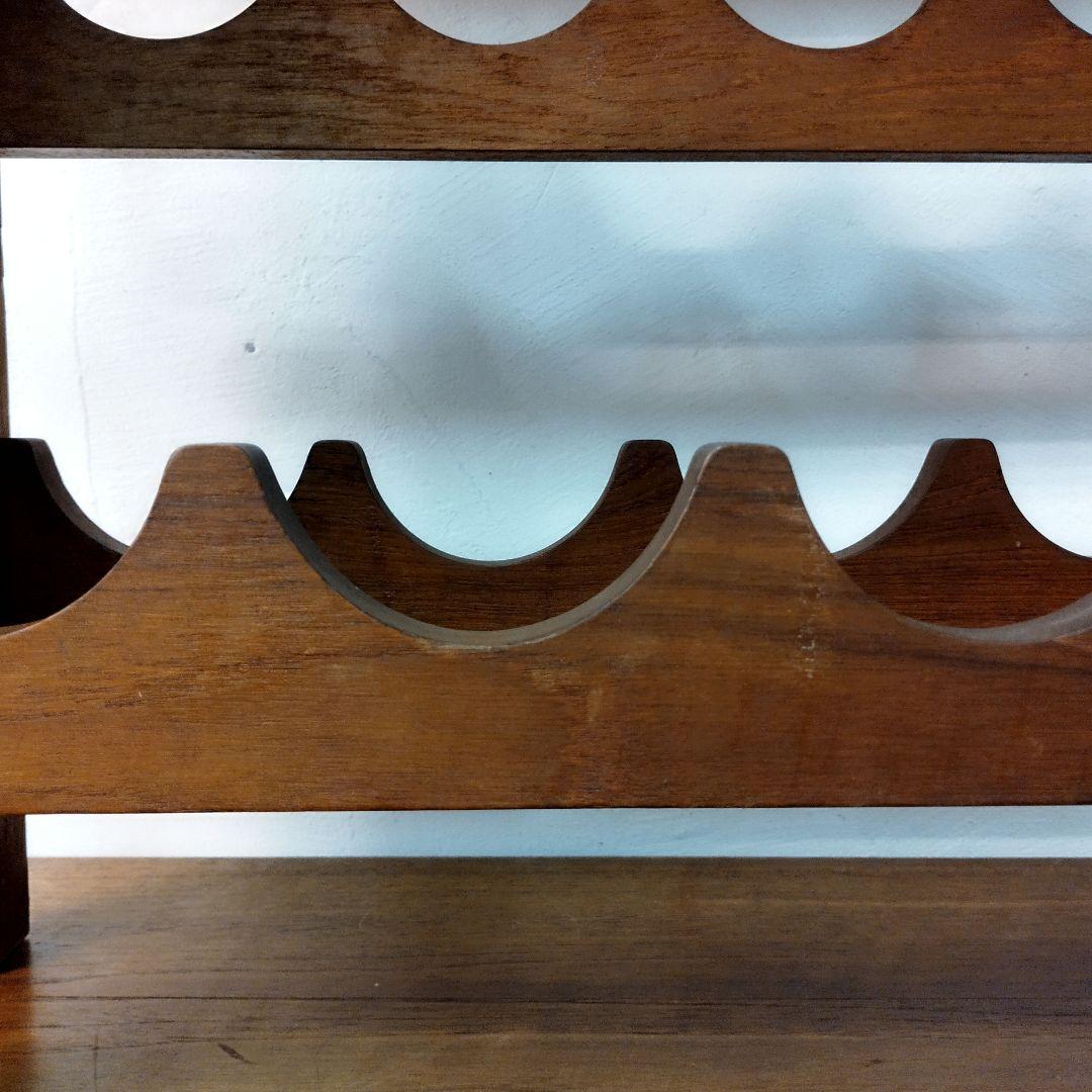 【teak wood】チーク材 ワインラック 12本収納　楔 ヴィンテージ