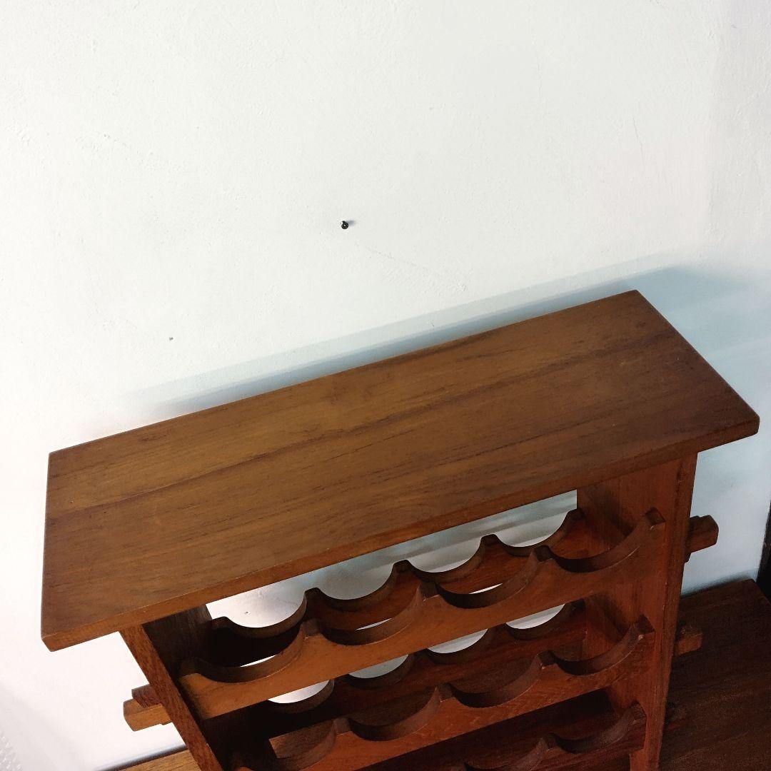 【teak wood】チーク材 ワインラック 12本収納　楔 ヴィンテージ