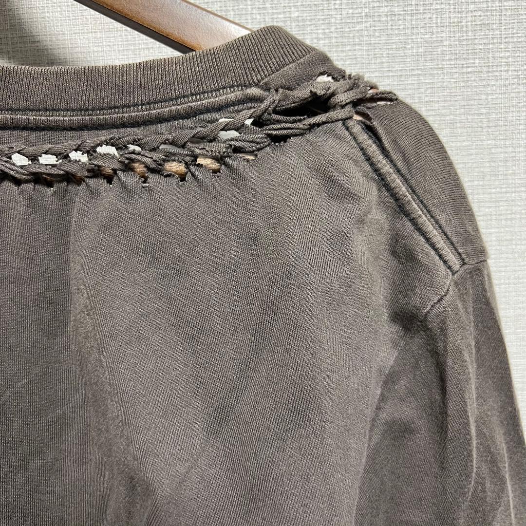 07SS ナンバーナイン 編み込みカットソー ロンT ブラウン BIRDS期