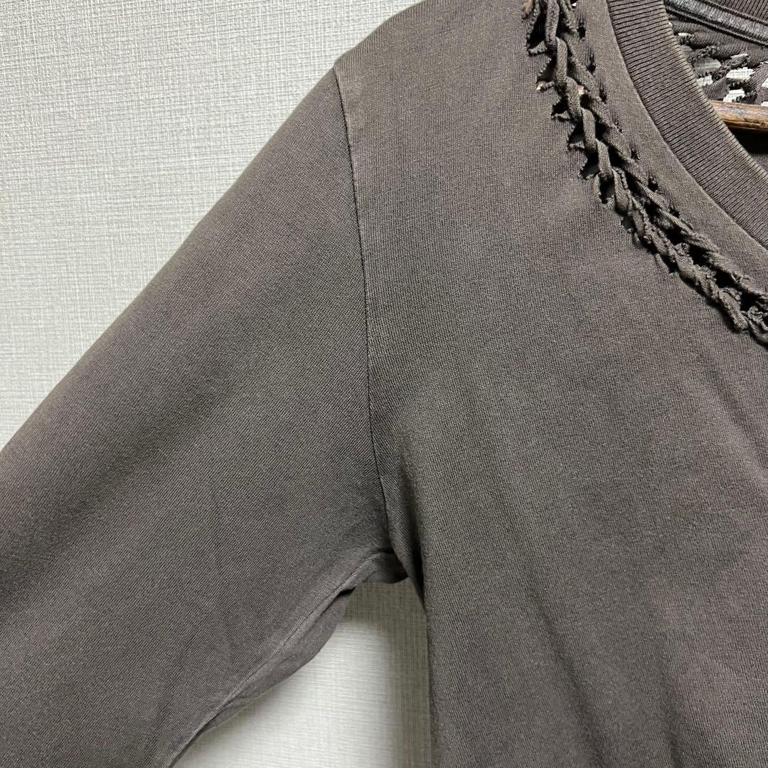 07SS ナンバーナイン 編み込みカットソー ロンT ブラウン BIRDS期