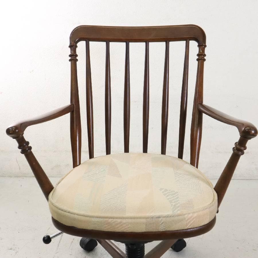 値下カリモク家具 ウィンザーチェア型 アームチェア キャスター5輪 昇降