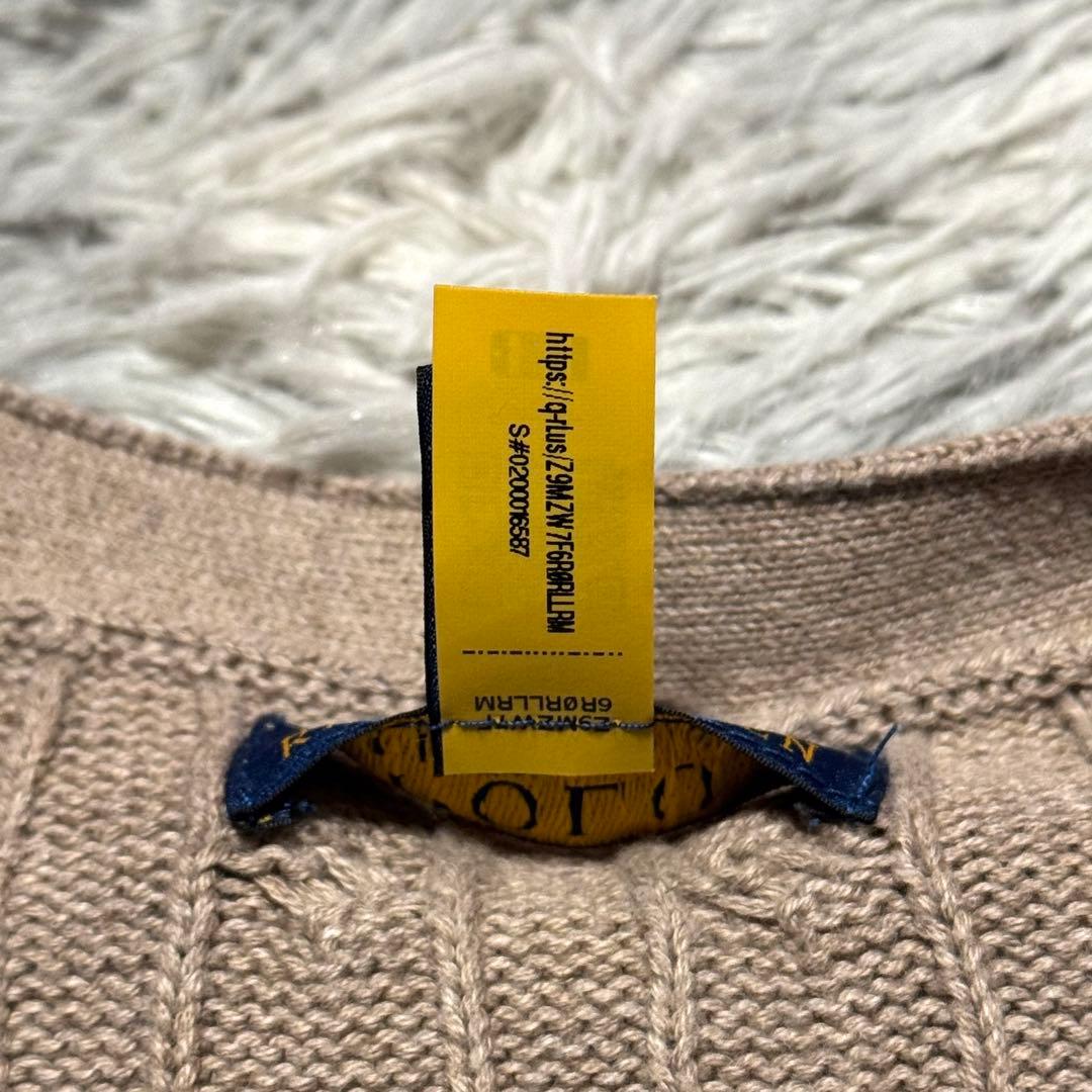 【現行タグ】ポロラルフローレン カーディガン ケーブル編み 刺繍ポニーロゴ L