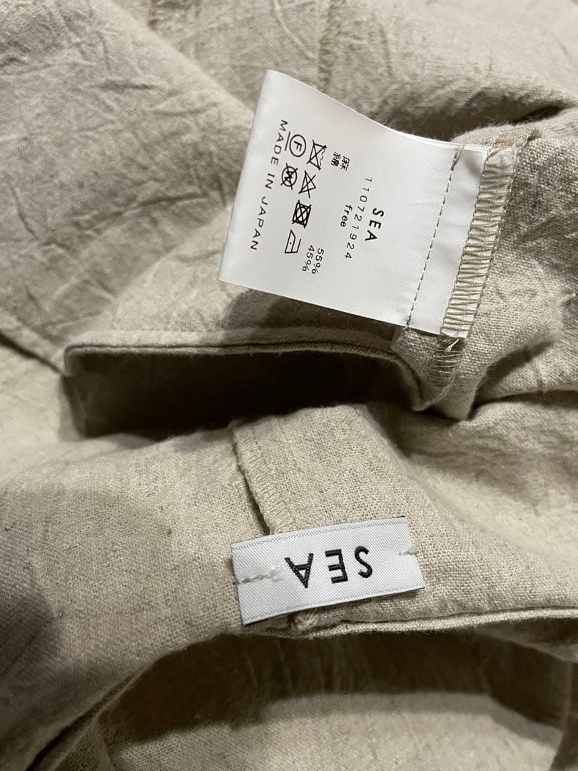 (kuroinu0909)日本製SEAシー リネン混チャイナオーバーオール