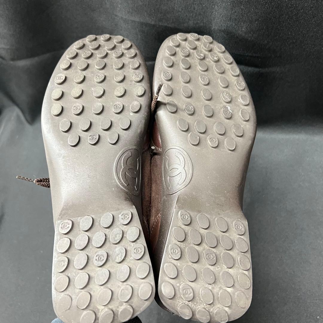 J3【used】CHANEL スニーカー　スエード　ココマーク　ブラウン 23