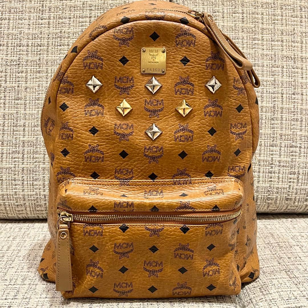 MCM スタッズ ブラウン レザー リュック ヴィセトス
