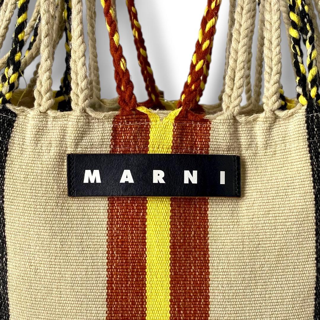 美品 MARNI ハンモックバッグ ストライプ トートバッグ ハンドバッグ