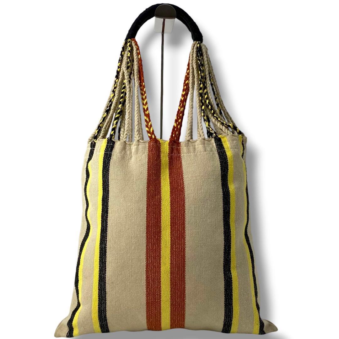 美品 MARNI ハンモックバッグ ストライプ トートバッグ ハンドバッグ