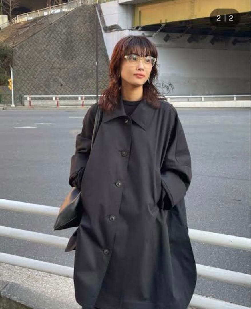 BLACK BY MOUSSY*big silhouette coat 黒