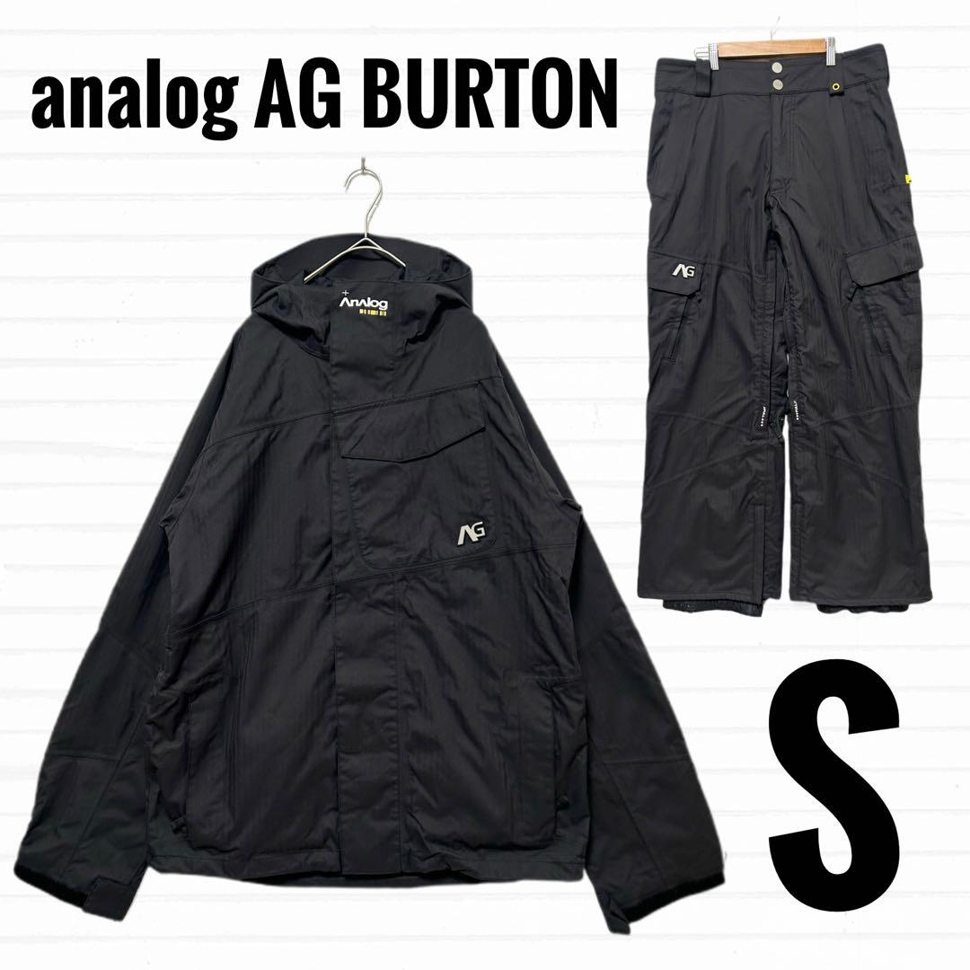 アナログ　バートン スノーボードウェア 上下セット 黒　ロゴ　ナイロン　【S】