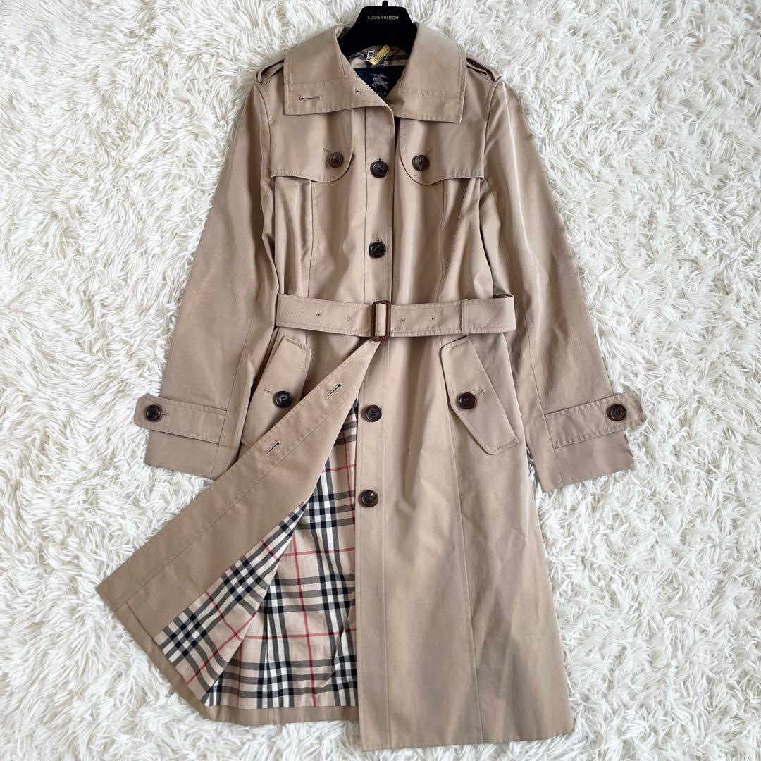 美品　バーバリーロンドン　シングル　トレンチコート　ノバチェック　ハニーベージュ
