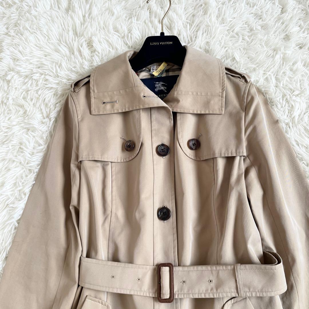 美品　バーバリーロンドン　シングル　トレンチコート　ノバチェック　ハニーベージュ