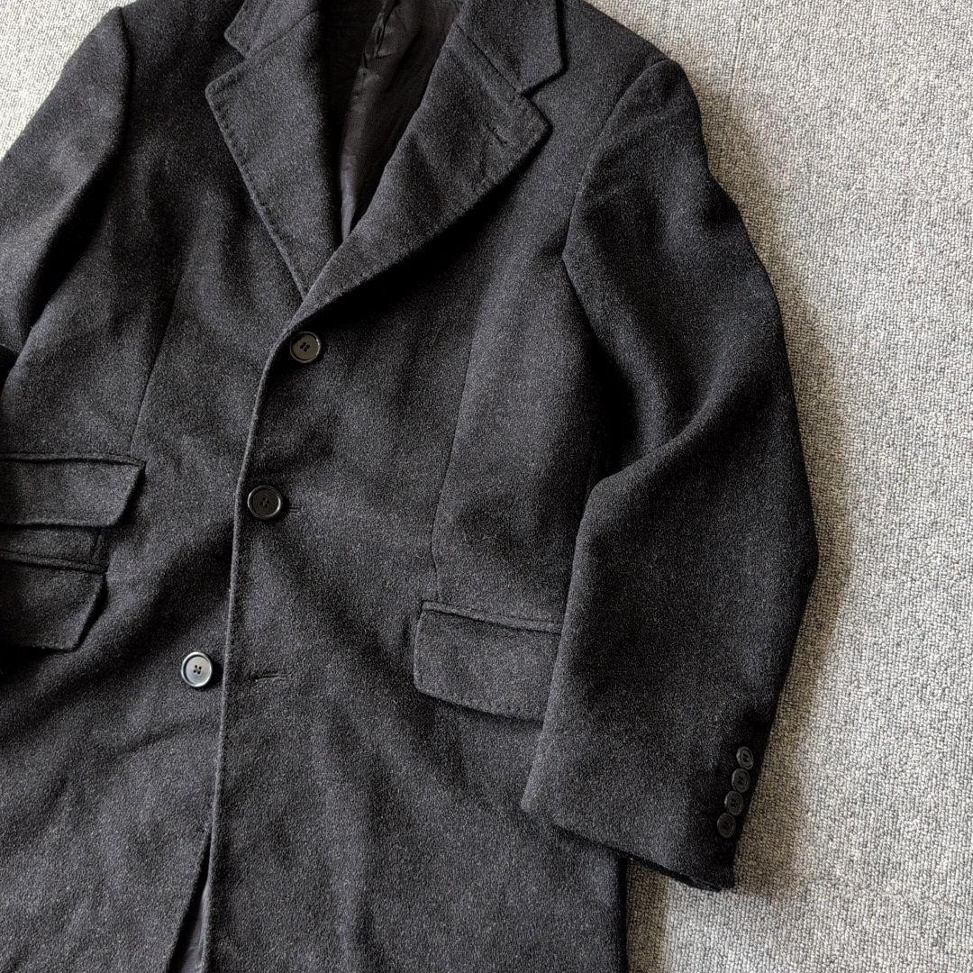 イタリア製 チェスターコート ウール カシミヤ ミドル丈 ブラック 古着