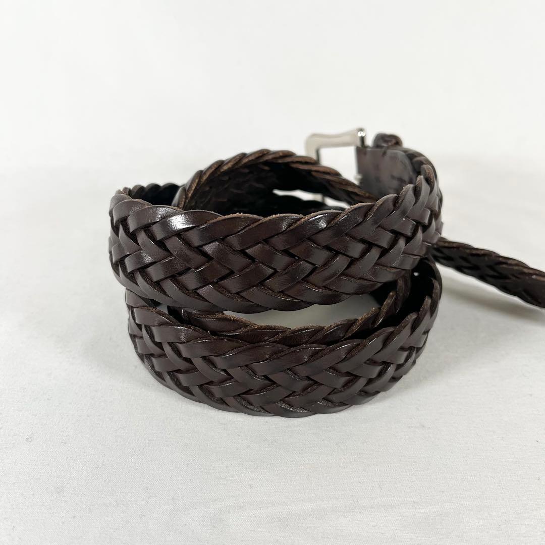 J&M DAVIDSON 編み込み 本革メッシュベルト カジュアル メンズ