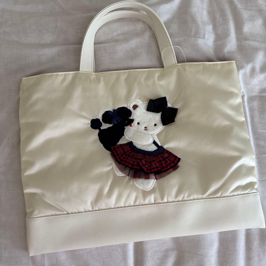 【新品未使用タグ付き】ファミリア✖️bibiy レッスンバッグ　赤系チェック