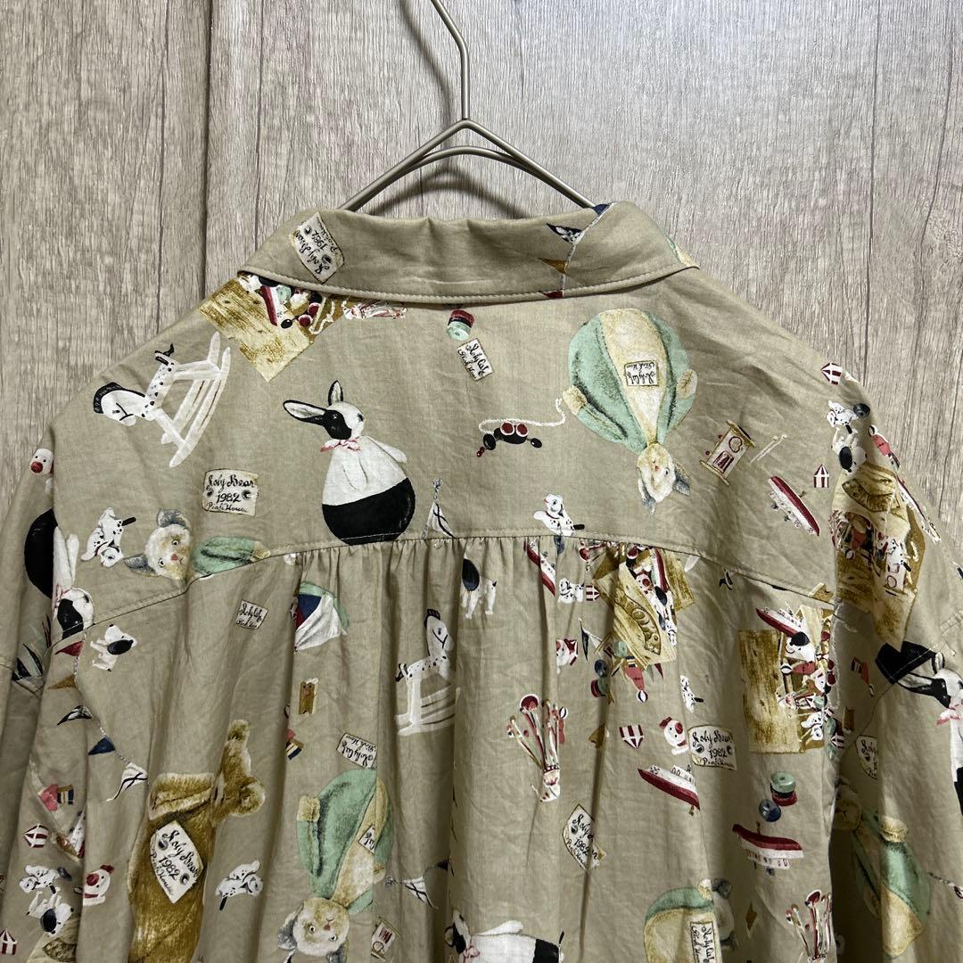 PINK HOUSE プリント柄 半袖シャツ　動物プリント　ベージュ