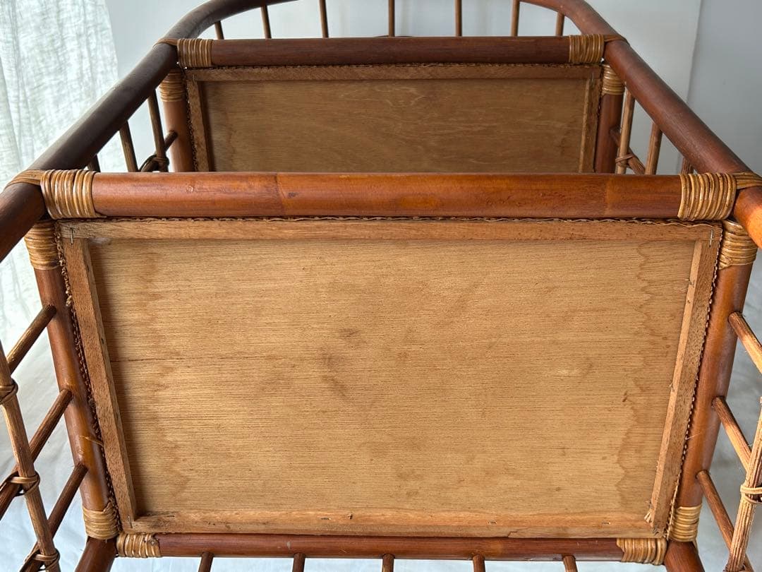 レトロ アーチ型　3段ラタンラック オープンシェルフ 本棚　飾り棚 ディスプレイ