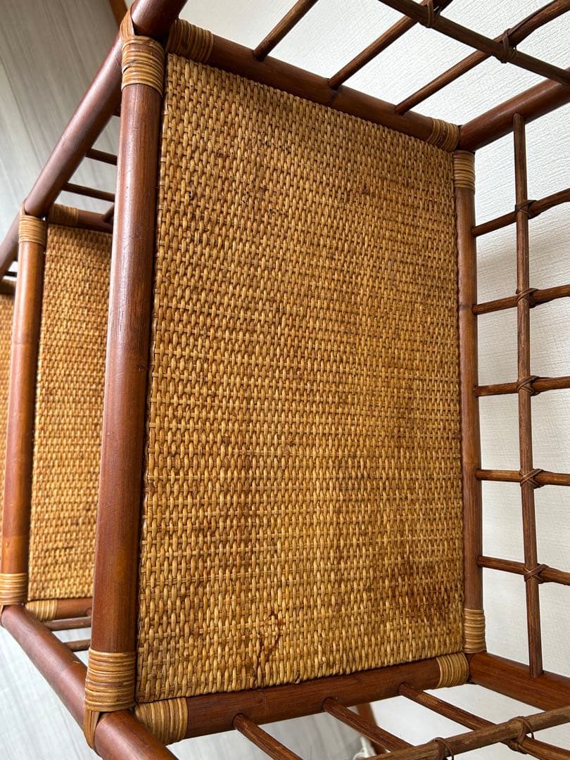 レトロ アーチ型　3段ラタンラック オープンシェルフ 本棚　飾り棚 ディスプレイ