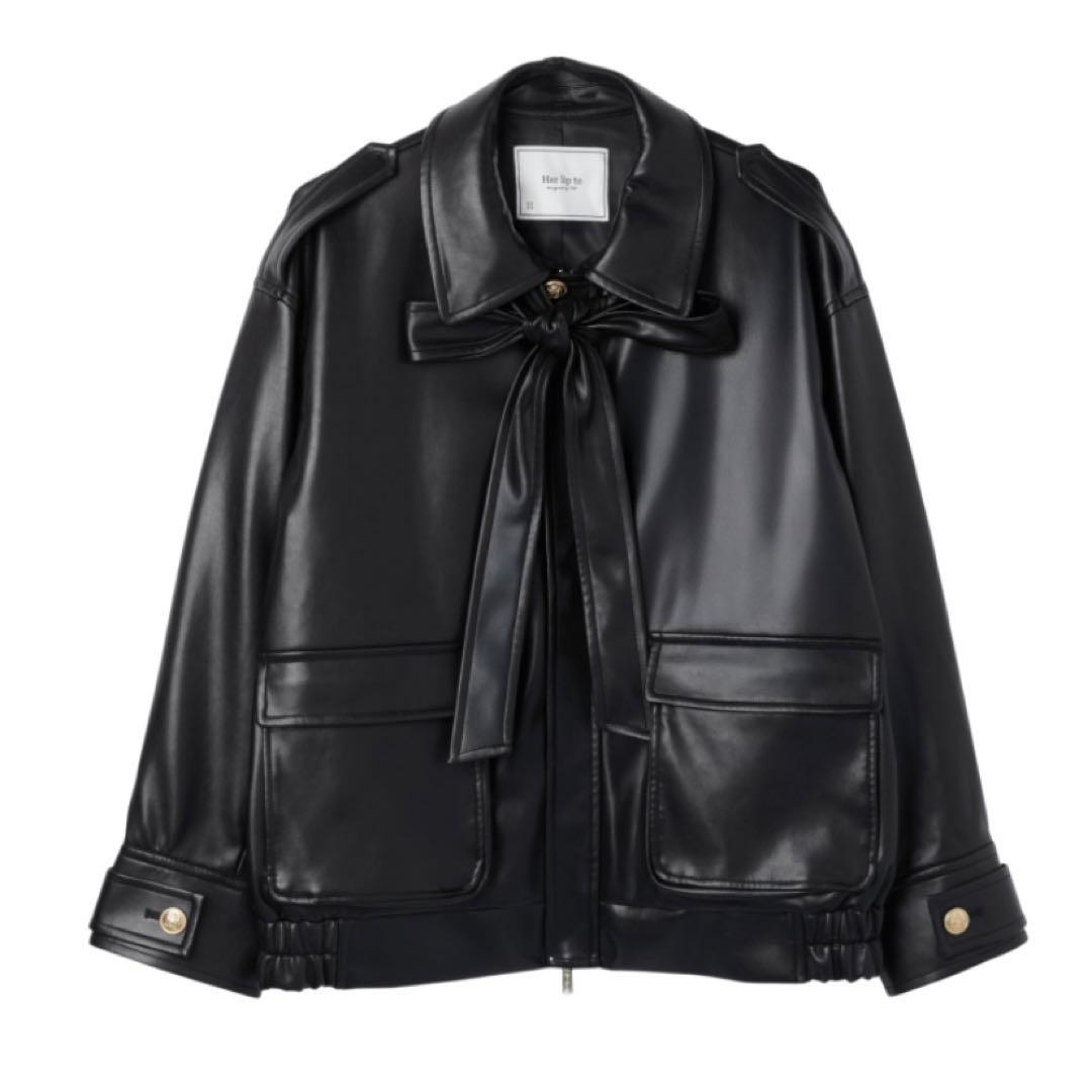 ジャケット・アウター Herlipto RibbonTie Faux Leather Jacket M