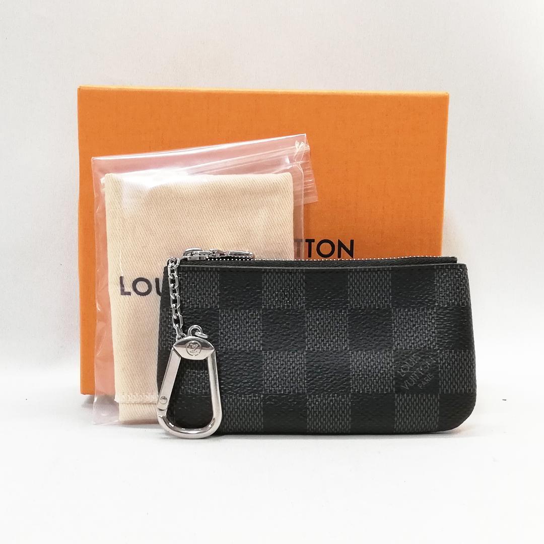【美品】ルイヴィトン(ダミエ・グラフィット)ポシェット クレ キーケース ポーチ