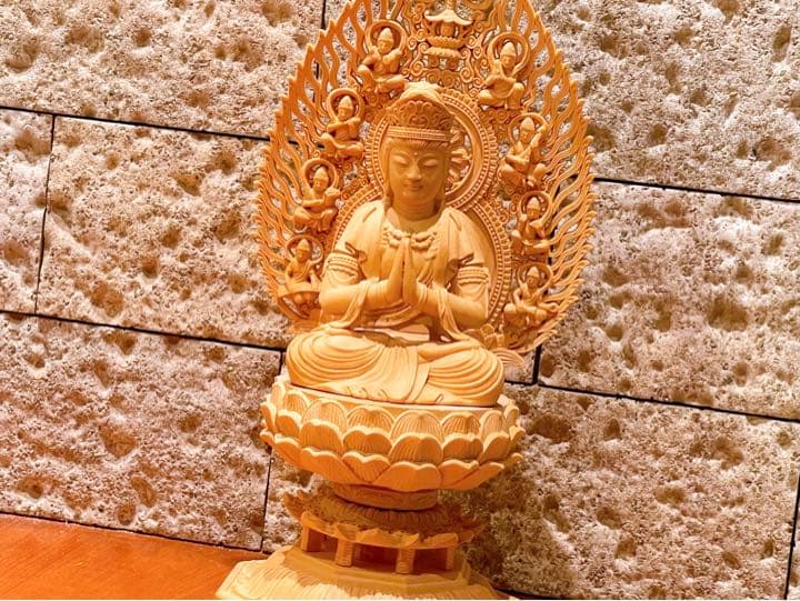 【八尊仏 普賢菩薩（ふげんぼさつ）】檜 木彫り 置物 ¥41,250