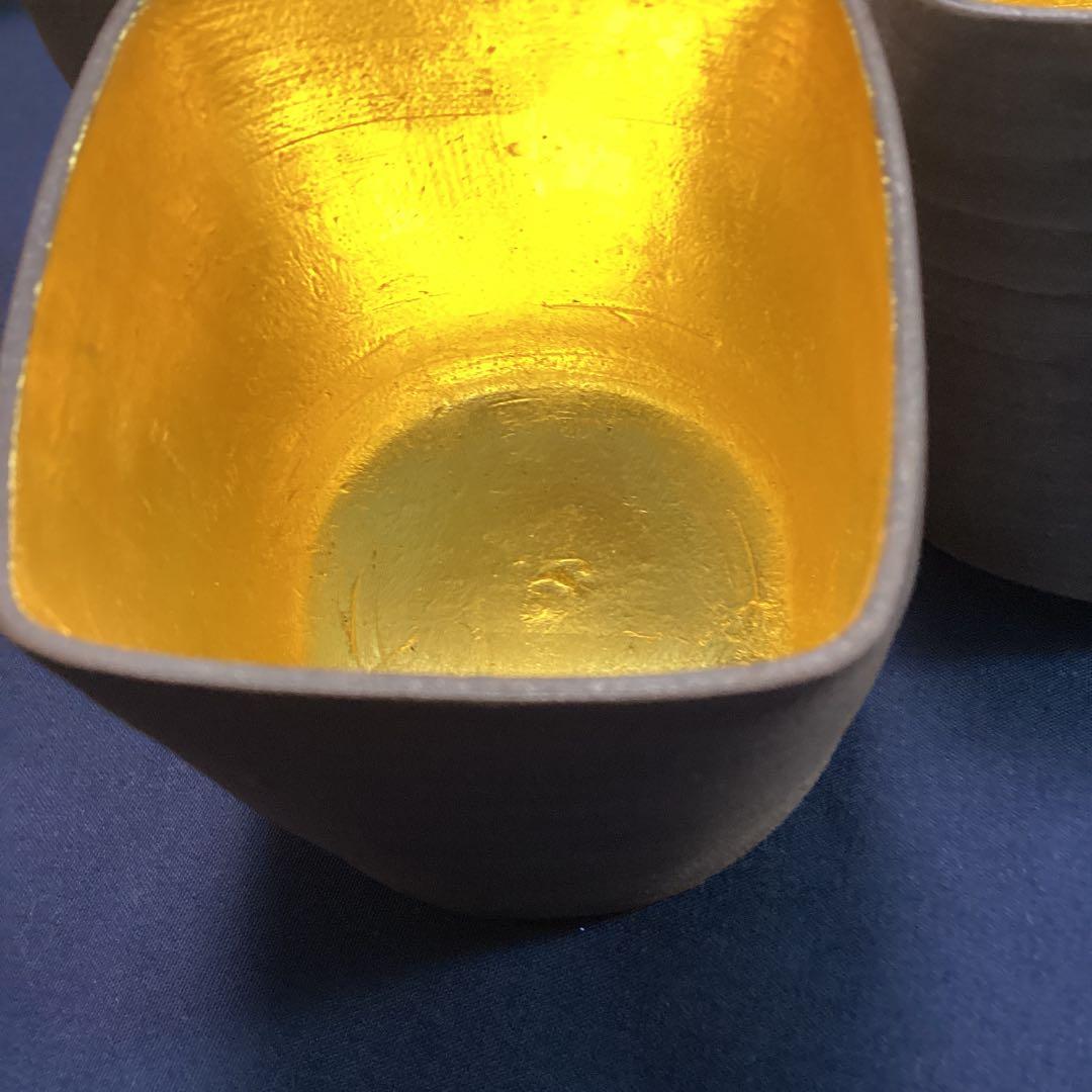 京焼内本金箔南蛮筒向付6客　新品未使用　　初代今橋直山作