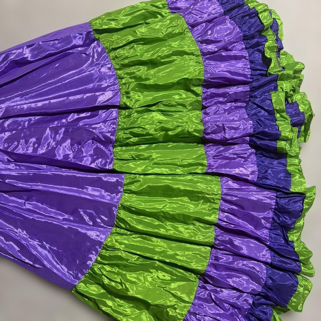 ベリーダンス用フリルスカート 紫と緑