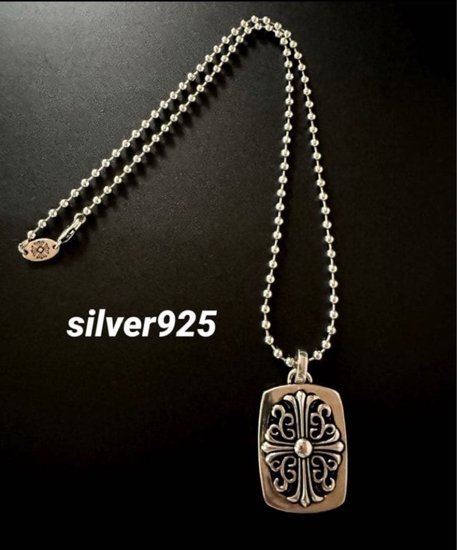 フローラルクロス　ボールチェーン　ネックレス　50㎝