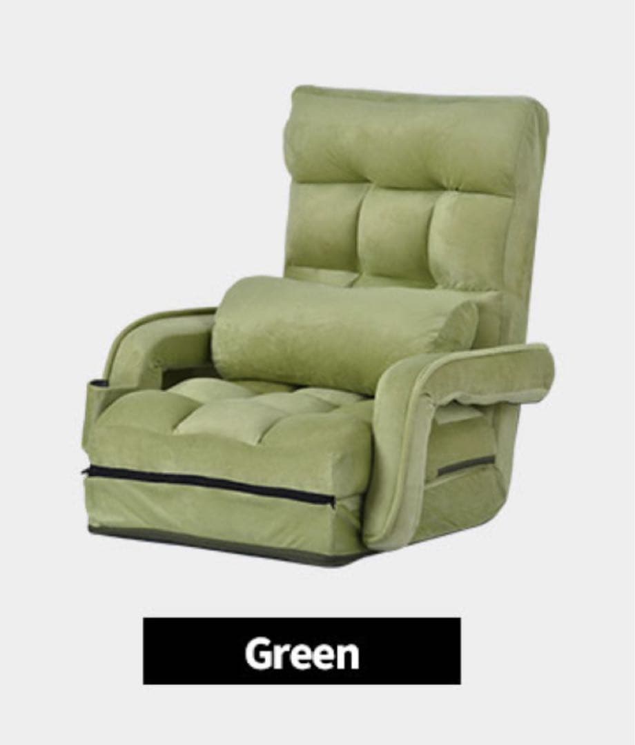 座椅子　リクライニングチェア　1人掛け　ファブリック生地　折りたたみ　グリーン