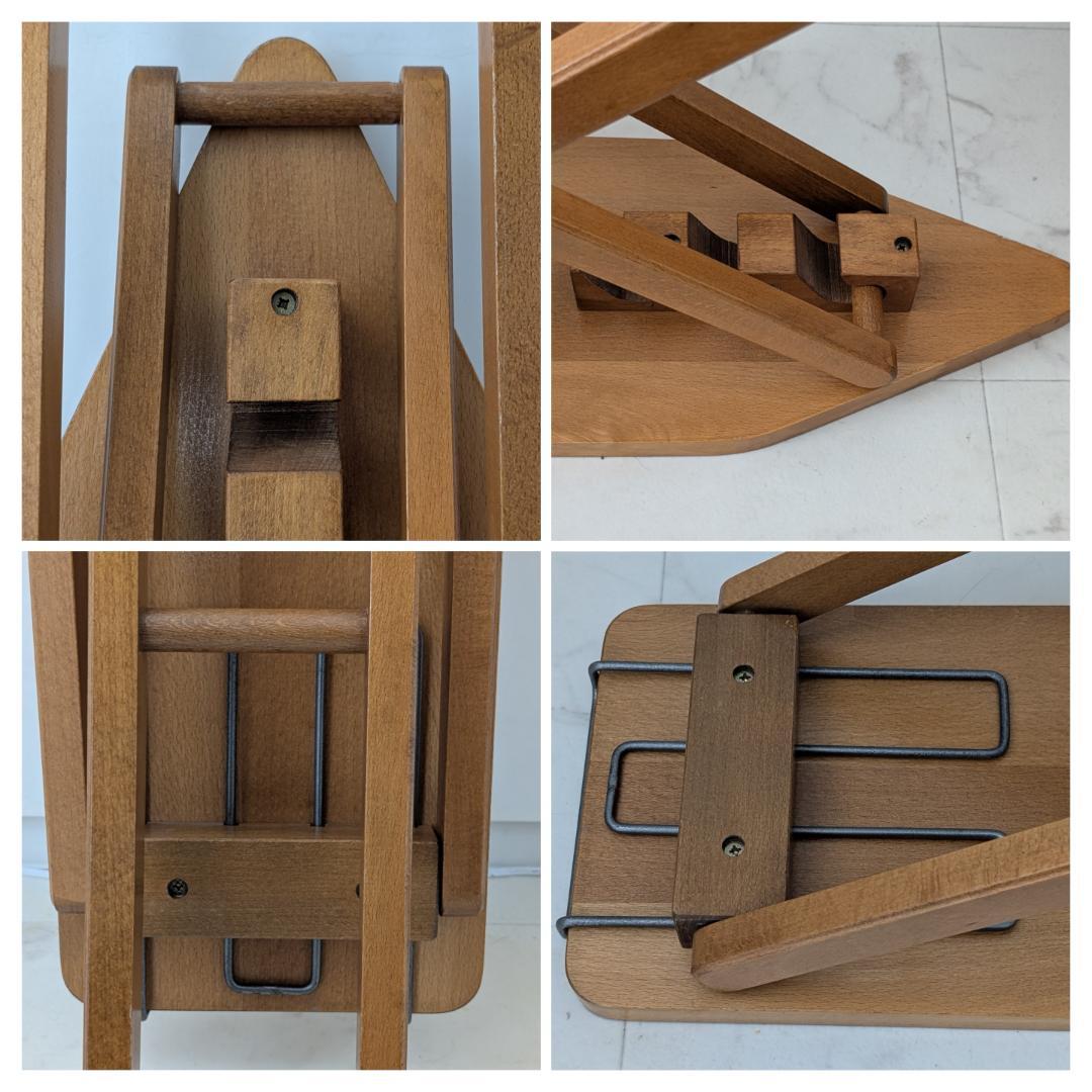 ビンテージ 無垢材 木製 小さめ アイロン台 折りたたみ テーブル 高さ調節