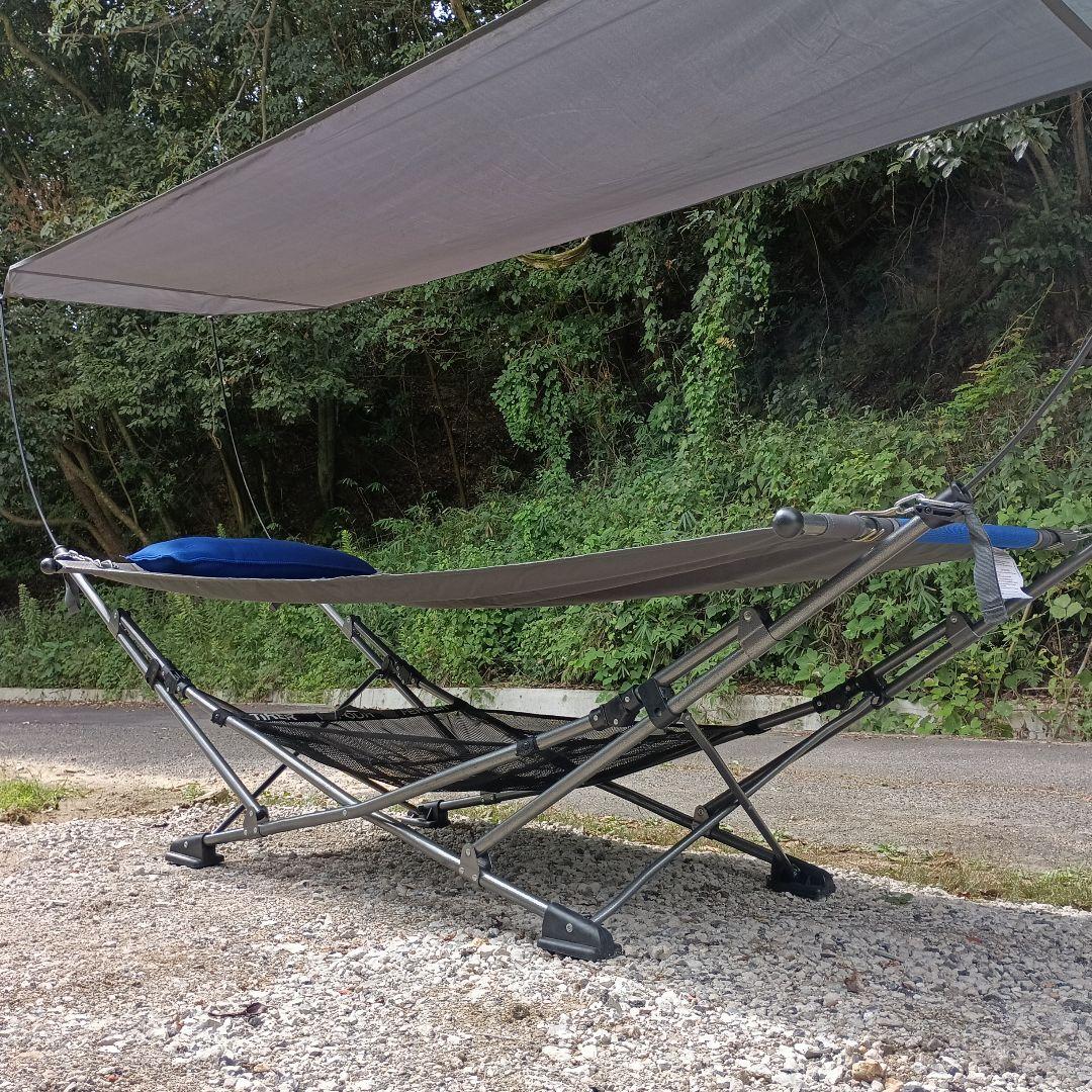 アウトドア寝具 ハンモック自立型、タープ付き　欠品部品無し　中古美品