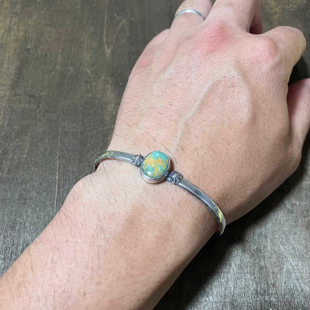 ナンバーエイト　ターコイズ　シルバー　バングル　# インディアンジュエリー