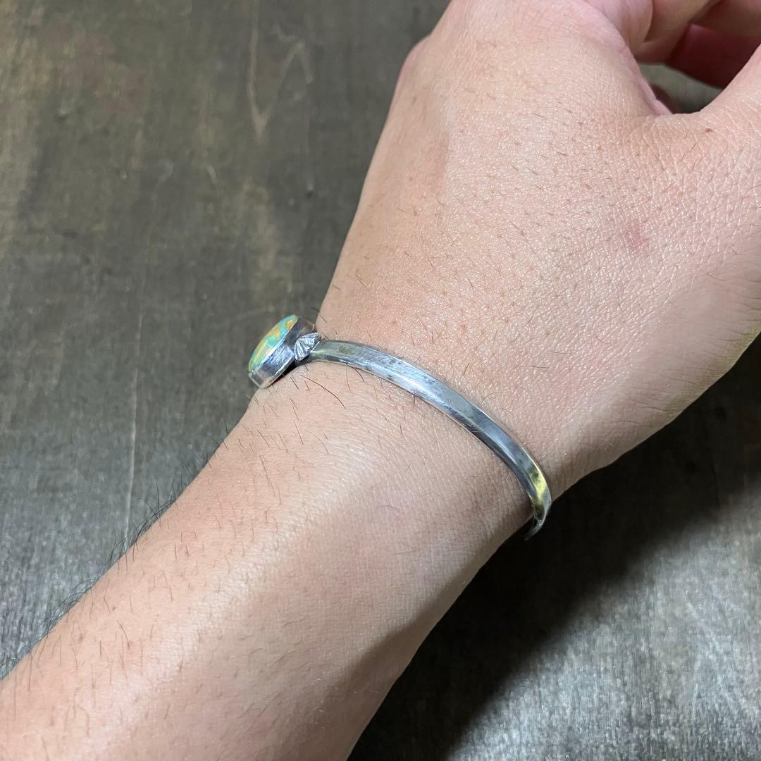 ナンバーエイト　ターコイズ　シルバー　バングル　# インディアンジュエリー