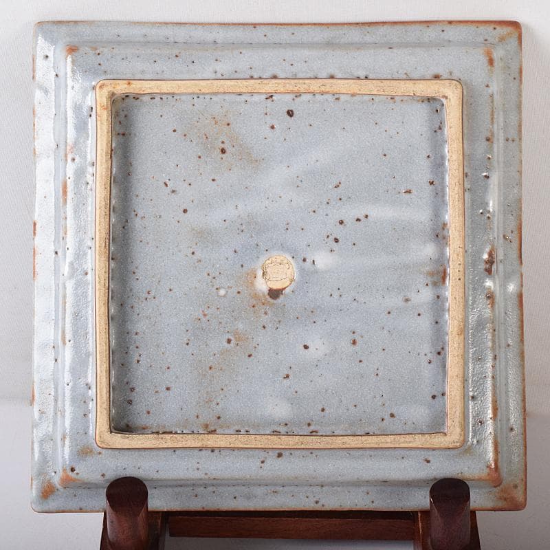 北大路魯山人作　鼠志野　四方鉢　裏千家十五代鵬雲斎極め箱　V　R8365