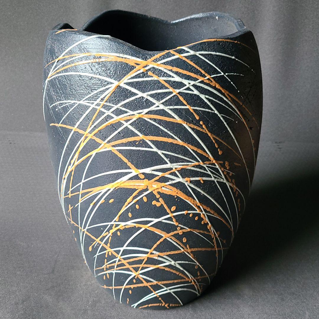 信楽焼傘立てイッチン掛け 高さ３８cm