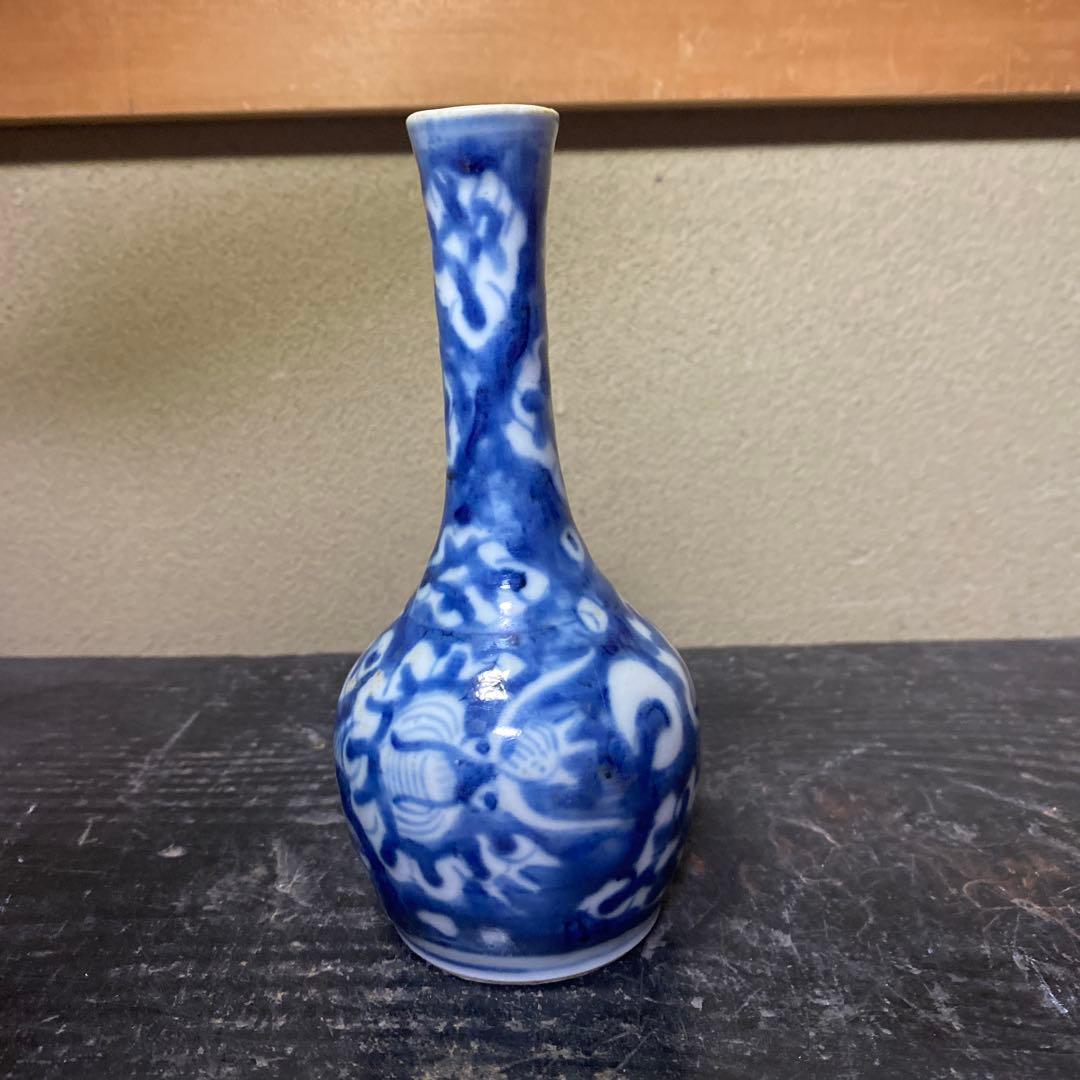 清朝染付徳利　中国古玩