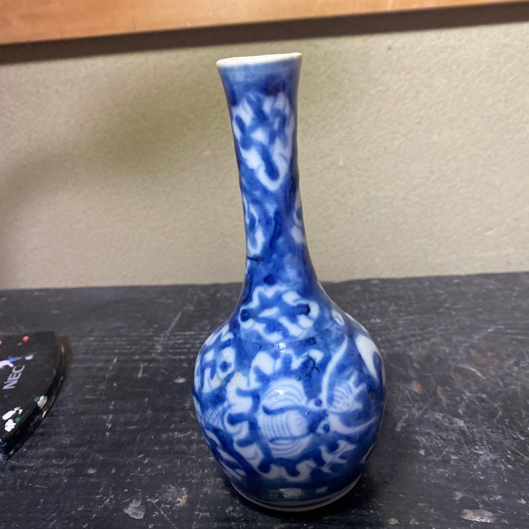 清朝染付徳利　中国古玩