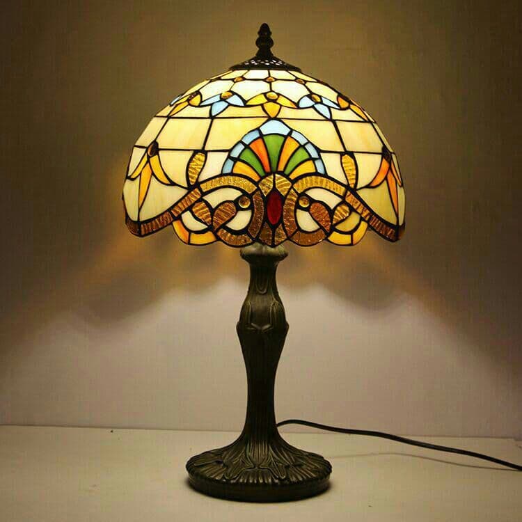 ティファニースタイルテーブルランプ電気スタンドガラスランプ \r ベージュバロ1