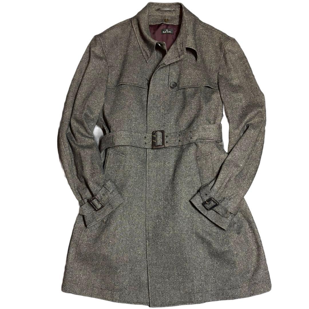 ポールスミス 着脱可能ライナー付 シングルトレンチコート メランジウール L 茶
