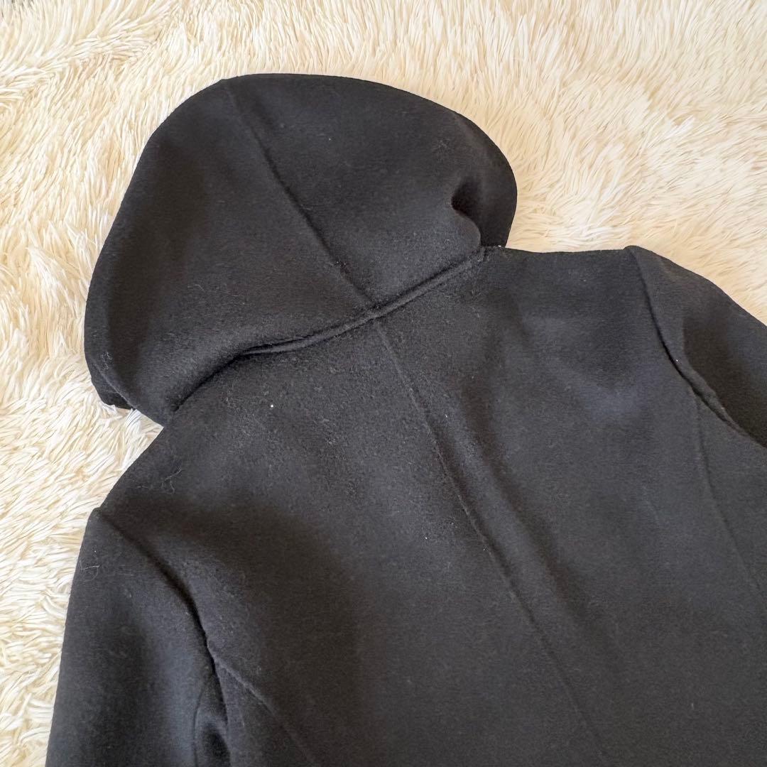 美品✨ 23区　ウールリバーコート　ダッフル 黒×チェック　大きいサイズ　46