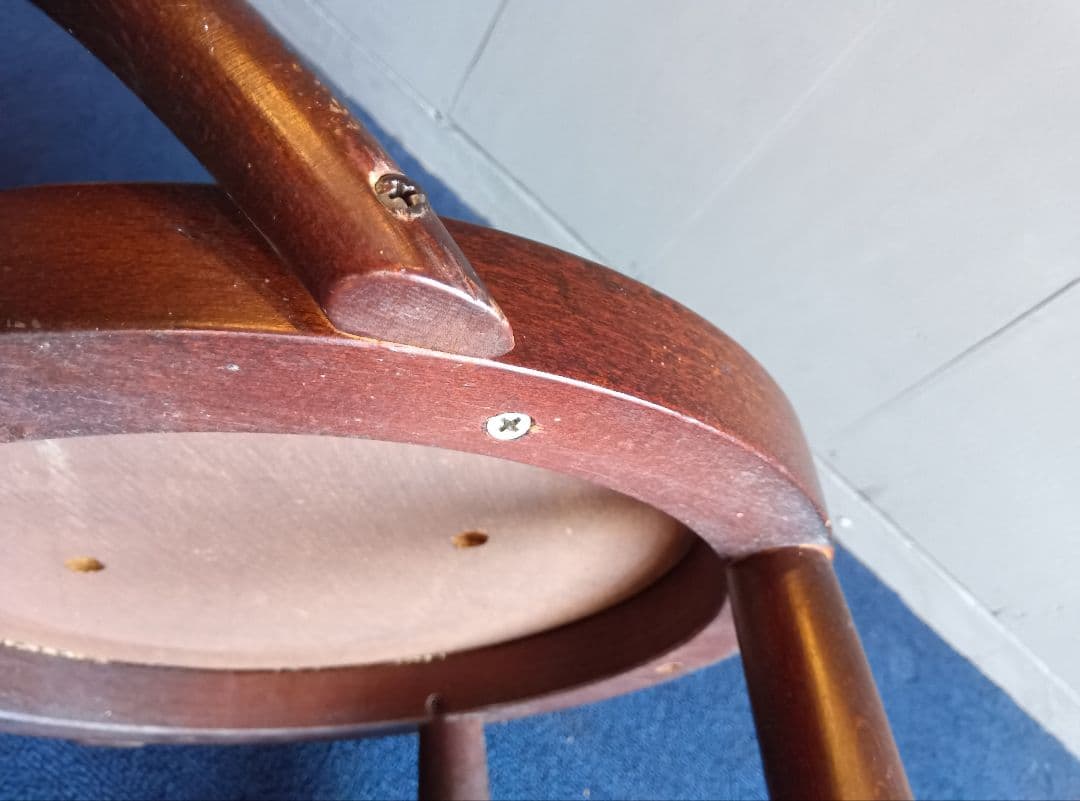 木製バースツール 背もたれ付き 全長約86cm ヴィンテージ