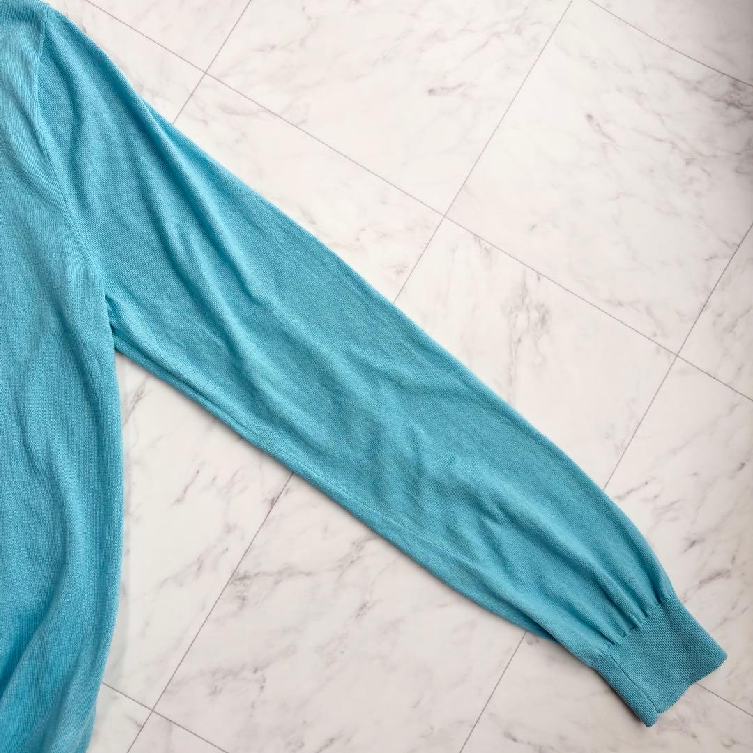 新品【ラルフローレン】Vネックニット　ポニーロゴ　薄手　コットン　水色　Y2K