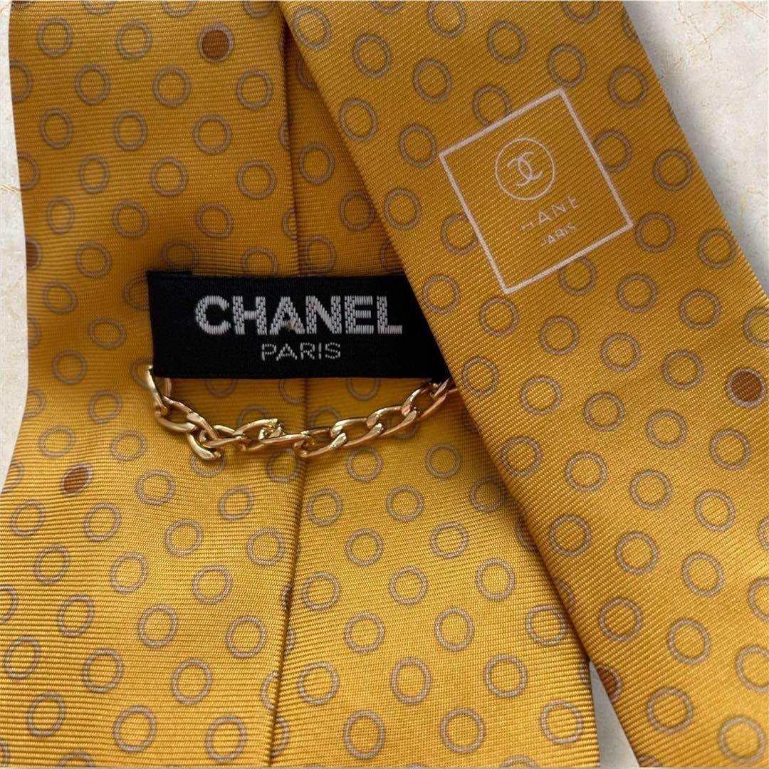 ガスティーノ様 ヴィンテージ シャネルシルク ネクタイ ゴールドチェーンタグ