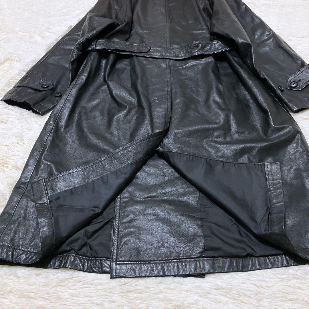 DURBAN intermezzo 牛革 ダブルトレンチコート 黒 M/110