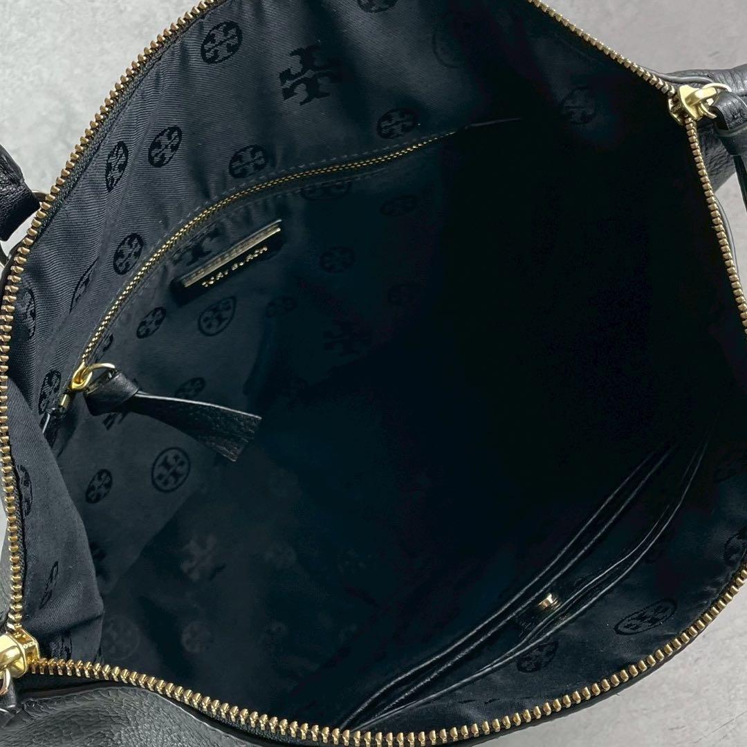 ✨美品✨トリーバーチ　ボンベT サッチェル　2way エンボスロゴ　レザー　黒