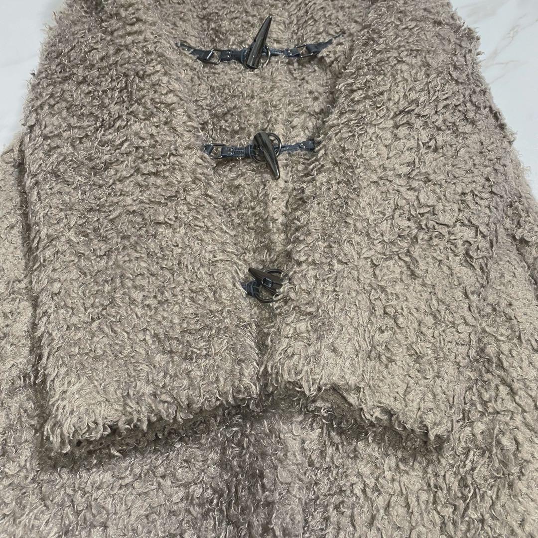 希少♡アドーア ノーカラー シャギーロングコート トグル 厚手 グレージュ